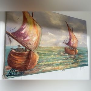 VINTAGE Fula oil painting! 1969